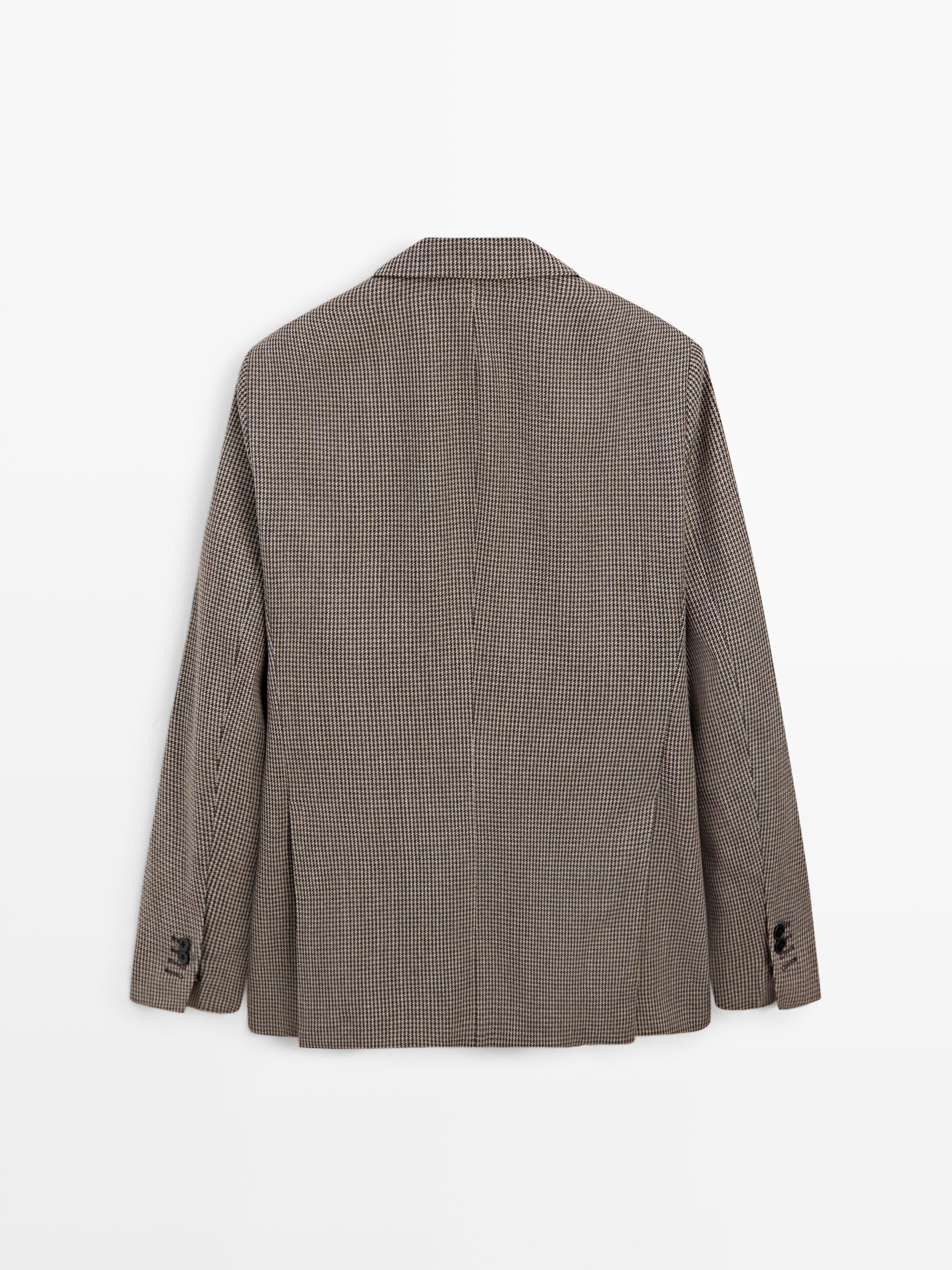 Wool blend houndstooth blazer